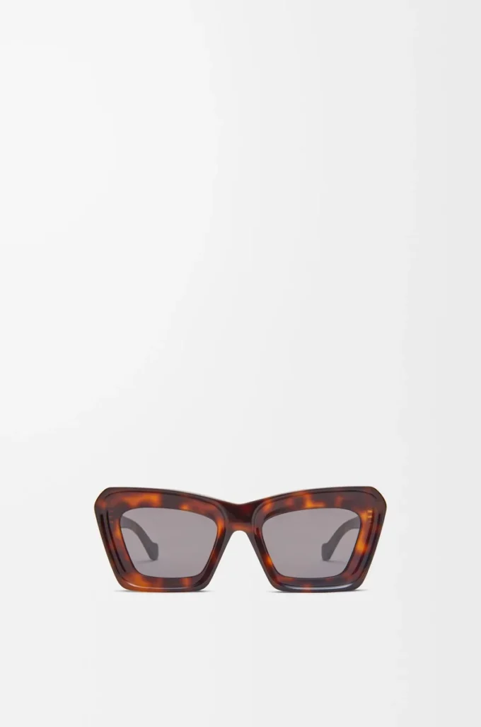 Abgeschrägte Cateye-Sonnenbrille Havana