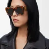 Abgeschrägte Cateye-Sonnenbrille Havana