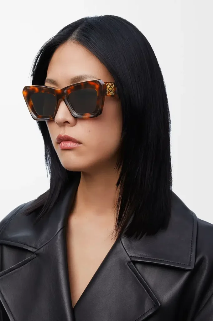 Abgeschrägte Cateye-Sonnenbrille Havana