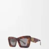 Abgeschrägte Cateye-Sonnenbrille Havana