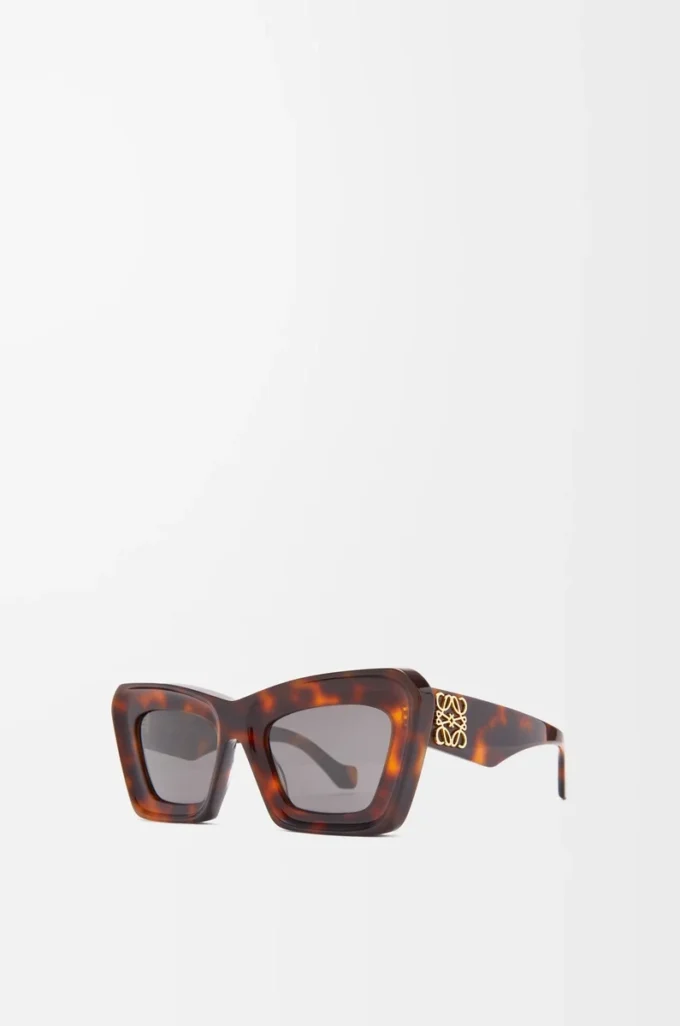 Abgeschrägte Cateye-Sonnenbrille Havana