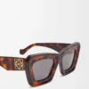 Abgeschrägte Cateye-Sonnenbrille Havana