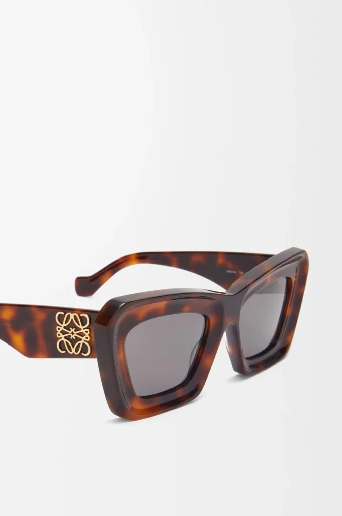 Abgeschrägte Cateye-Sonnenbrille Havana