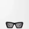 Abgeschrägte Cateye-Sonnenbrille Schwarz
