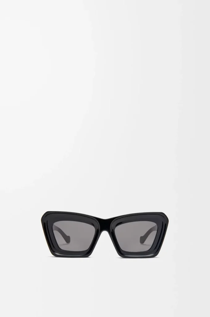 Abgeschrägte Cateye-Sonnenbrille Schwarz
