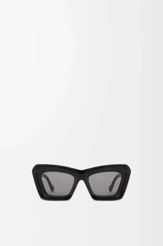 Abgeschrägte Cateye-Sonnenbrille Schwarz