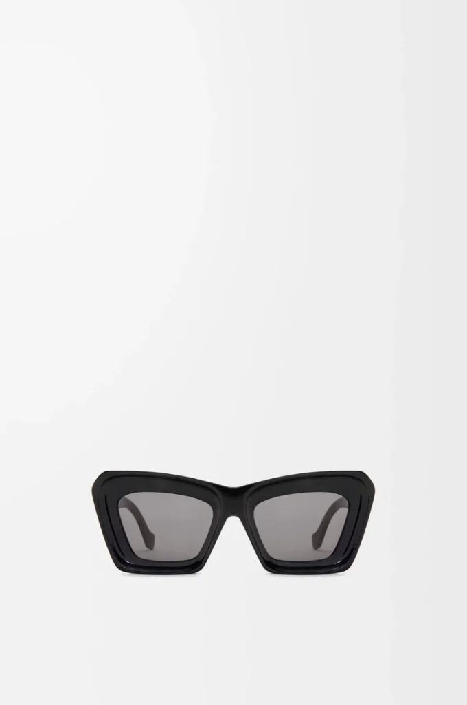 Abgeschrägte Cateye-Sonnenbrille Schwarz