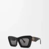 Abgeschrägte Cateye-Sonnenbrille Schwarz