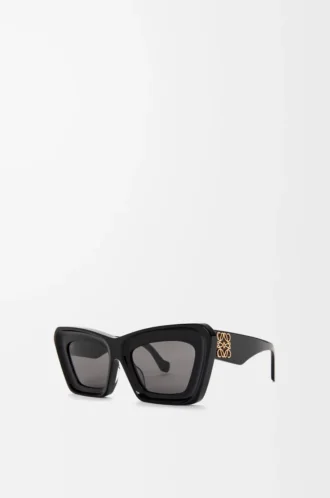 Abgeschrägte Cateye-Sonnenbrille Schwarz