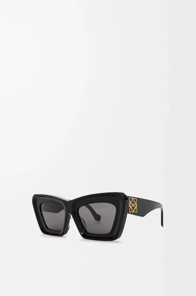 Abgeschrägte Cateye-Sonnenbrille Schwarz