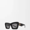 Abgeschrägte Cateye-Sonnenbrille Schwarz