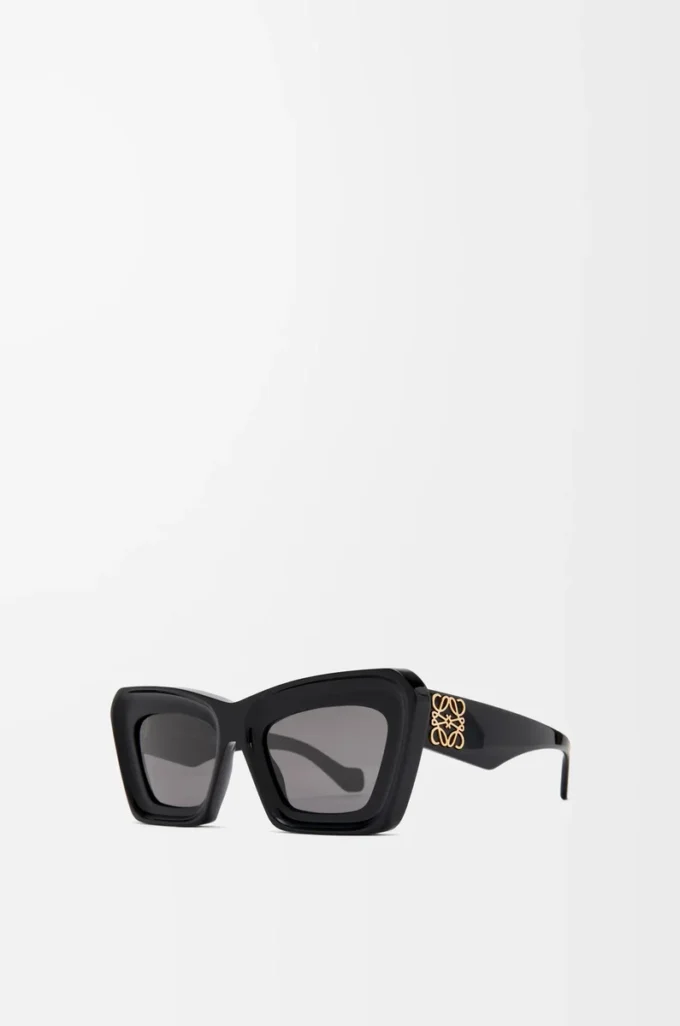 Abgeschrägte Cateye-Sonnenbrille Schwarz