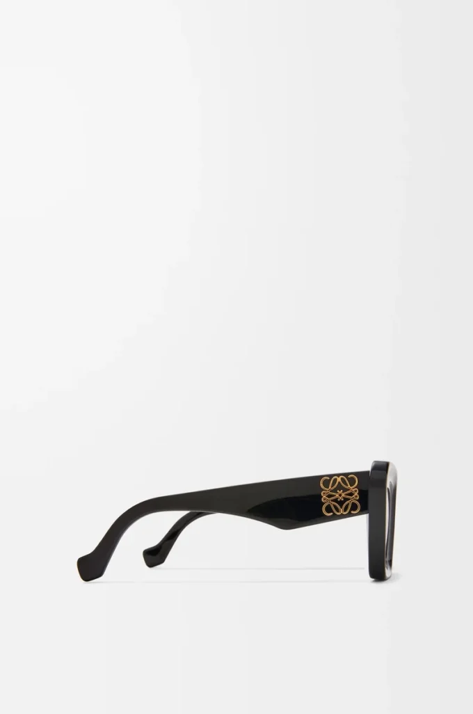 Abgeschrägte Cateye-Sonnenbrille Schwarz