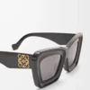 Abgeschrägte Cateye-Sonnenbrille Schwarz