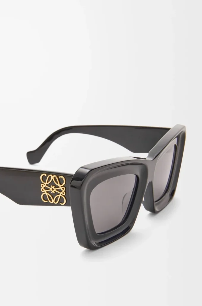 Abgeschrägte Cateye-Sonnenbrille Schwarz