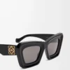 Abgeschrägte Cateye-Sonnenbrille Schwarz