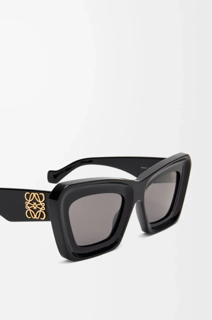 Abgeschrägte Cateye-Sonnenbrille Schwarz