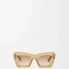 Abgeschrägte Cateye-Sonnenbrille Transparent Olive