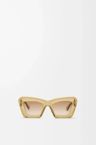 Abgeschrägte Cateye-Sonnenbrille Transparent Olive