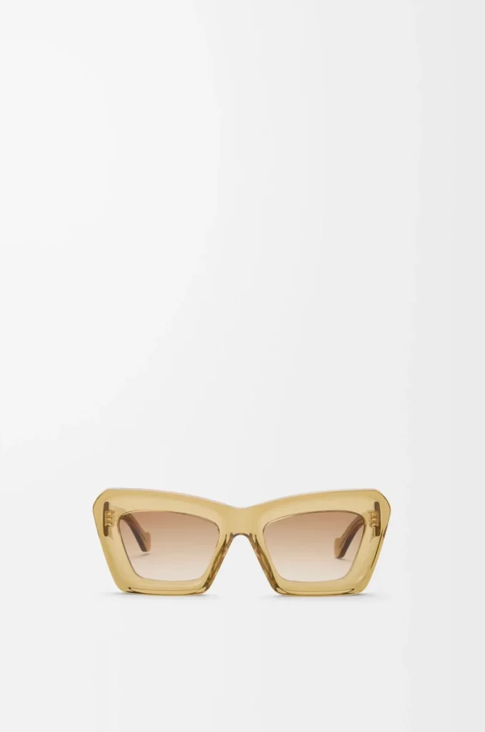 Abgeschrägte Cateye-Sonnenbrille Transparent Olive