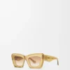 Abgeschrägte Cateye-Sonnenbrille Transparent Olive