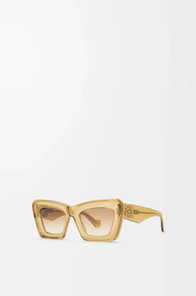 Abgeschrägte Cateye-Sonnenbrille Transparent Olive