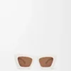 Abgeschrägte Cateye-Sonnenbrille Weiß/Elfenbein