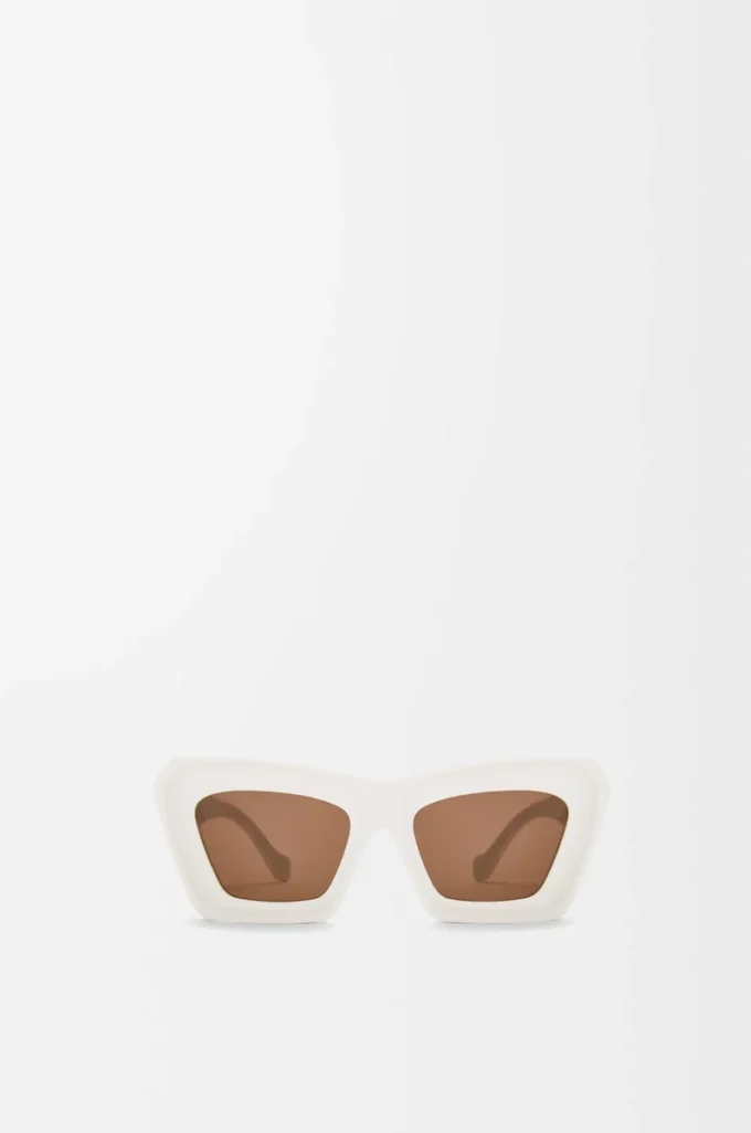 Abgeschrägte Cateye-Sonnenbrille Weiß/Elfenbein