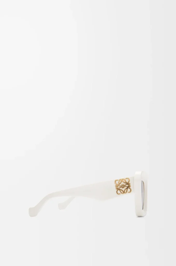Abgeschrägte Cateye-Sonnenbrille Weiß/Elfenbein