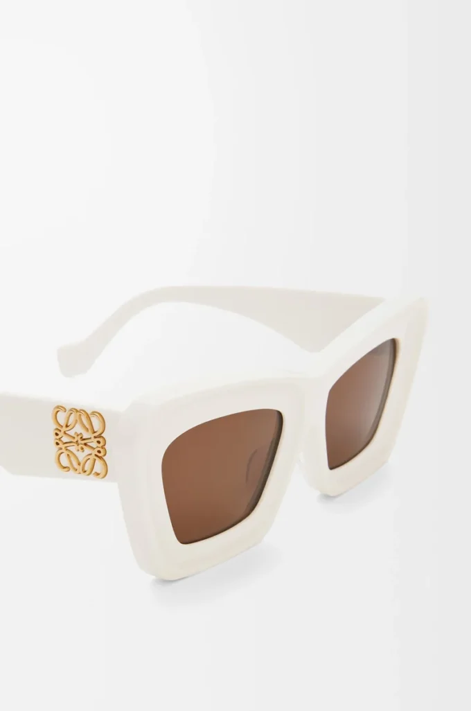 Abgeschrägte Cateye-Sonnenbrille Weiß/Elfenbein