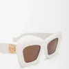 Abgeschrägte Cateye-Sonnenbrille Weiß/Elfenbein