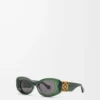 Abgeschrägte ovale Maxi-Anagram-Sonnenbrille Dunkelgrün
