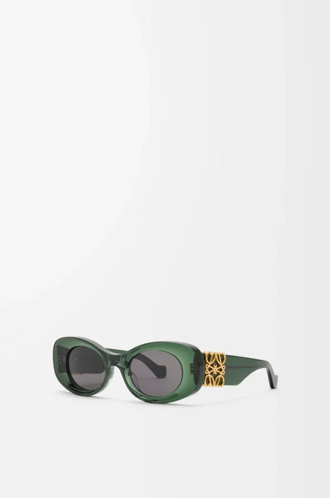 Abgeschrägte ovale Maxi-Anagram-Sonnenbrille Dunkelgrün