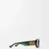Abgeschrägte ovale Maxi-Anagram-Sonnenbrille Dunkelgrün