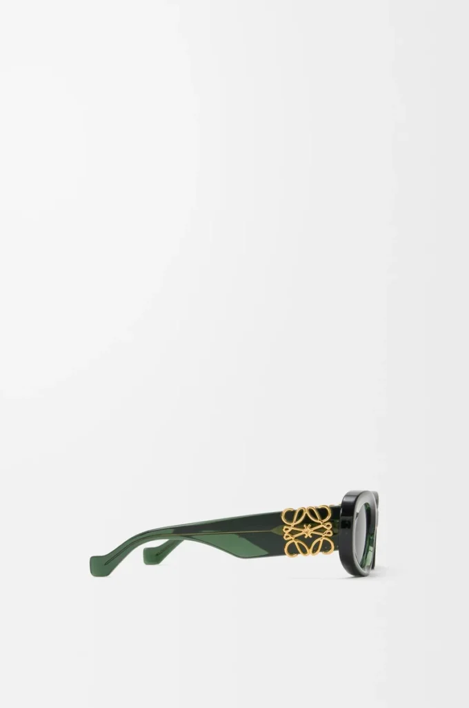 Abgeschrägte ovale Maxi-Anagram-Sonnenbrille Dunkelgrün
