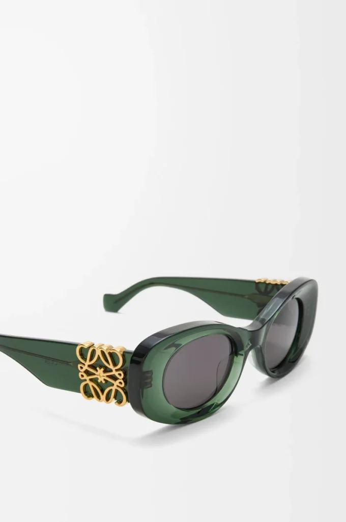 Abgeschrägte ovale Maxi-Anagram-Sonnenbrille Dunkelgrün