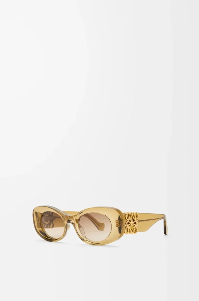 Abgeschrägte ovale Maxi Anagram Sonnenbrille Transparent Olive