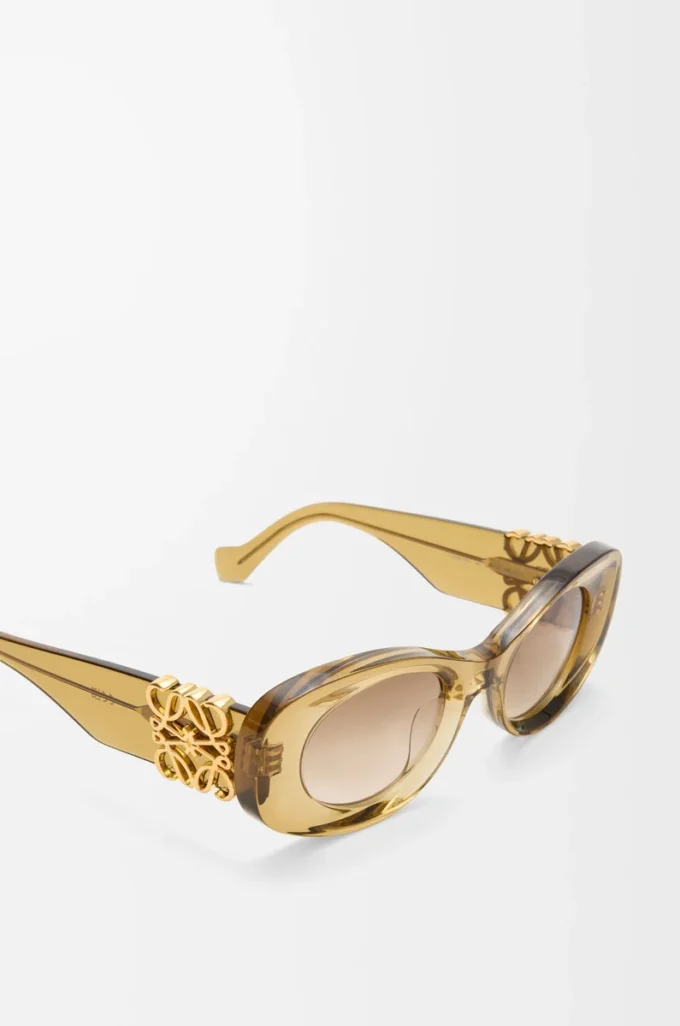 Abgeschrägte ovale Maxi Anagram Sonnenbrille Transparent Olive
