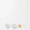 Abgeschrägte ovale Maxi Anagram Sonnenbrille Weiß