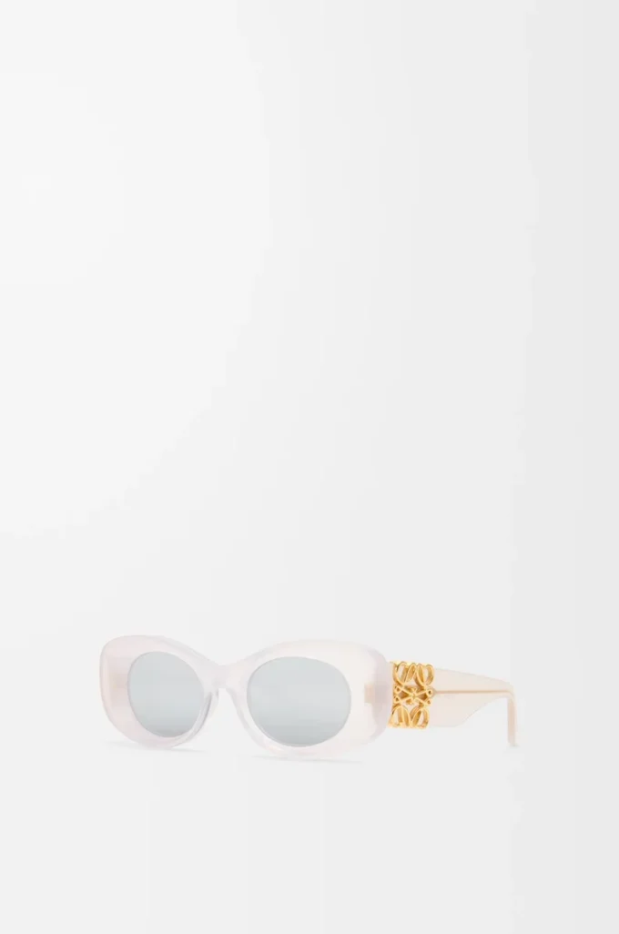 Abgeschrägte ovale Maxi Anagram Sonnenbrille Weiß
