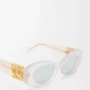 Abgeschrägte ovale Maxi Anagram Sonnenbrille Weiß