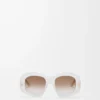 Abgeschrägte Pentagon-Sonnenbrille in Milch-Elfenbein