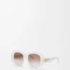 Abgeschrägte Pentagon-Sonnenbrille in Milch-Elfenbein