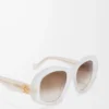 Abgeschrägte Pentagon-Sonnenbrille in Milch-Elfenbein