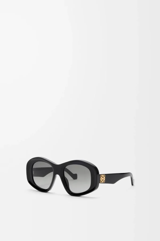 Abgeschrägte Pentagon-Sonnenbrille in Schwarz