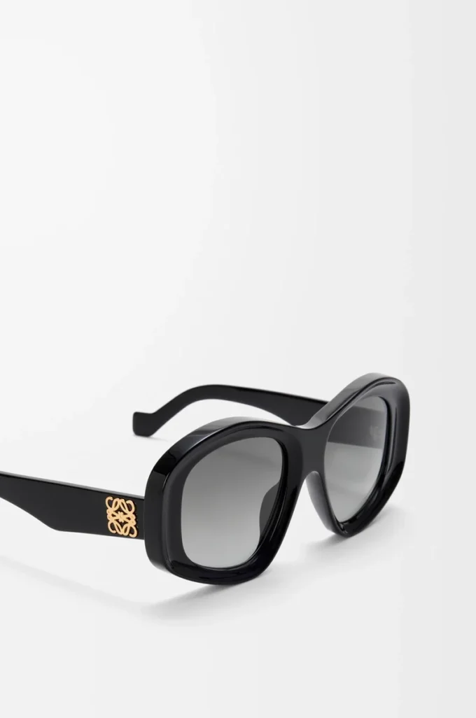 Abgeschrägte Pentagon-Sonnenbrille in Schwarz