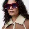 Abgeschrägte Pentagon-Sonnenbrille Milky Burgundy