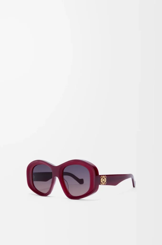 Abgeschrägte Pentagon-Sonnenbrille Milky Burgundy