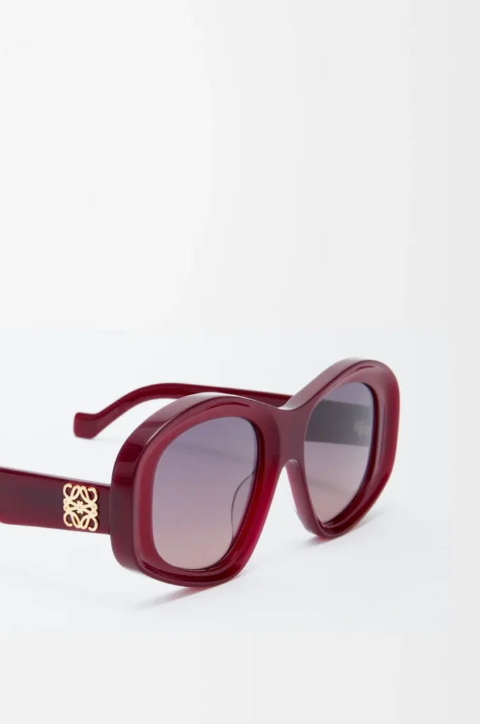 Abgeschrägte Pentagon-Sonnenbrille Milky Burgundy