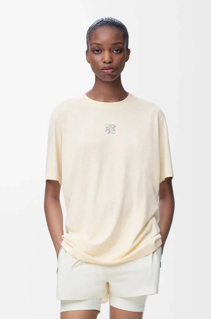 Aktives T-Shirt aus technischem Jersey Elfenbein